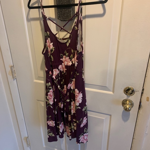 Torrid Purple Floral Cold-Shoulder Super Soft MIDI Dress size 00 - Picture 4 of 6